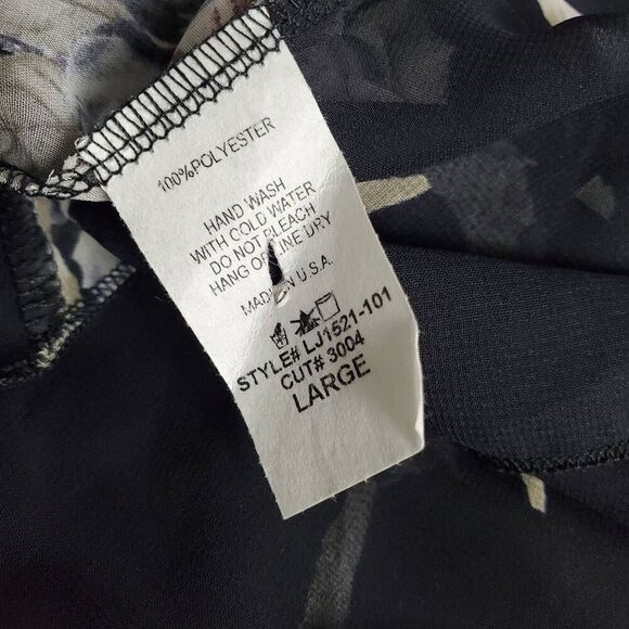 Adora Black Beige Floral Kimono Large Sheer Open Front Boho Duster USA - Picture 6 of 7